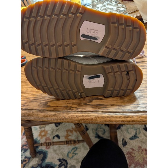 UGG Australia Kids Suede Lace Up Side Zip Boots Tan Glitter Size 3 - Picture 9 of 10